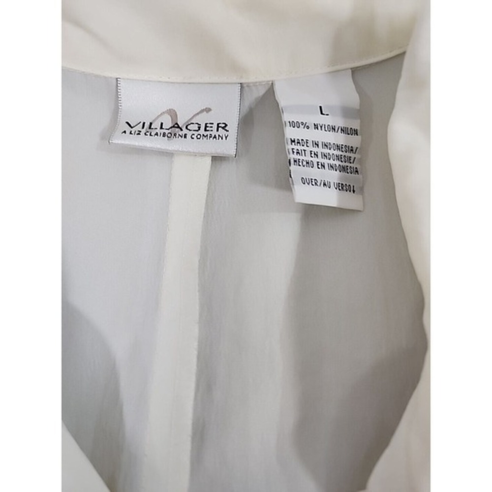 The Villager Liz Claiborne Women's White Trench Blazer W/tie Large VTG - Picture 6 of 7